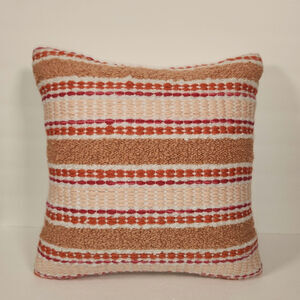 KIRKLANDS Throw Pillow 16" x 16" x 7" Pink Orange Textured Boho Bohemian Summer